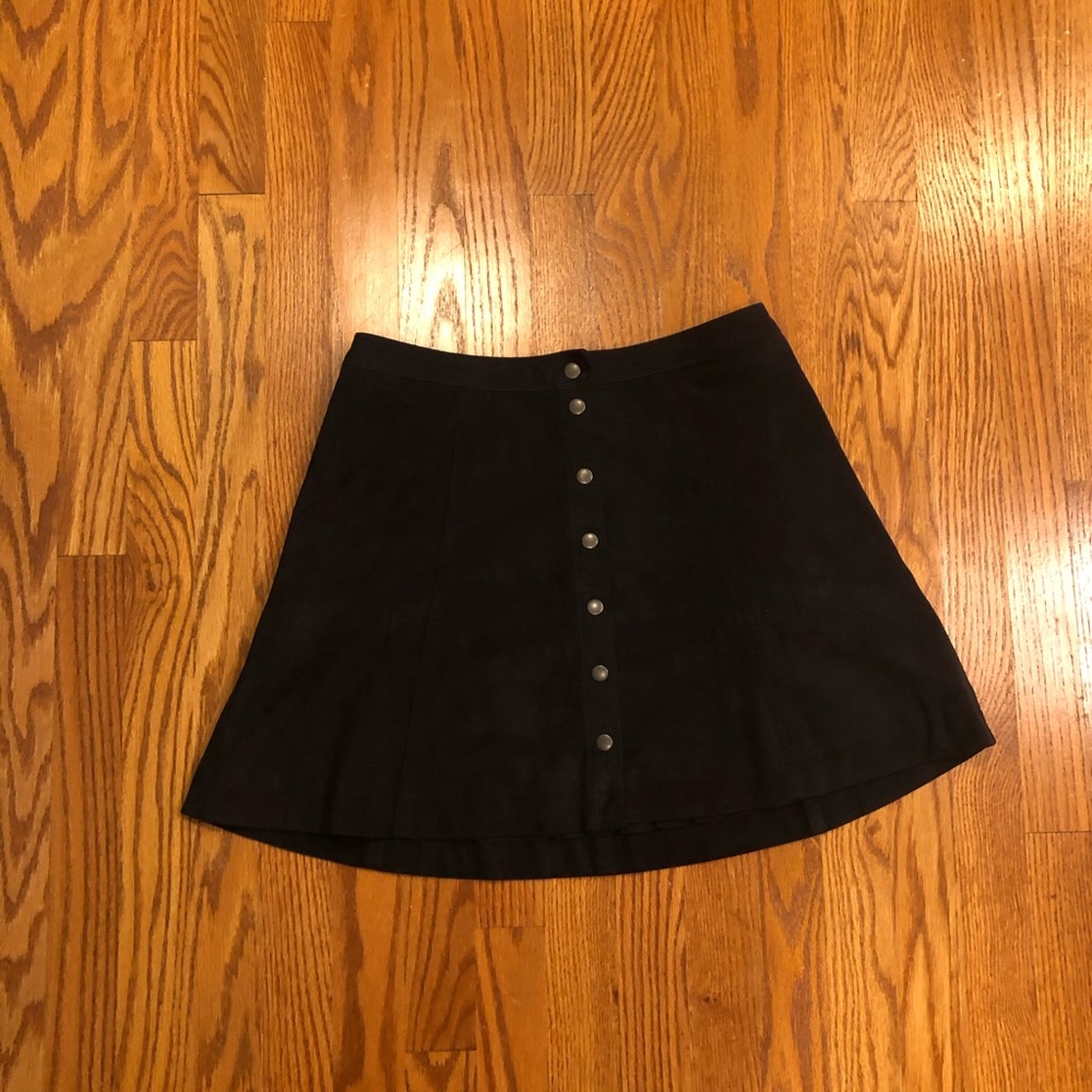 Abercrombie and Fitch Navy Suede Button Up Skirt